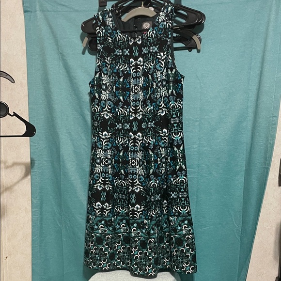 Vince Camuto Teal and Black Sleeveless Midi Dress - Picture 1 of 2
